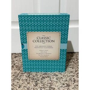 Classic Collection Illustrated Stories Book Set Treasure Island Gullivers Travel